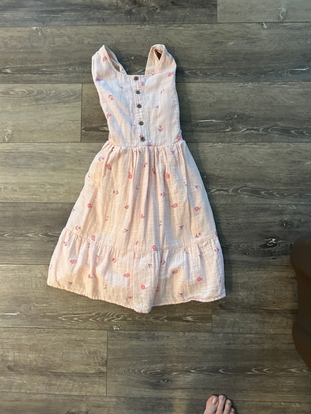 Cat & Jack Pink Tiered Button-Front Sundress with Subtle Floral Print